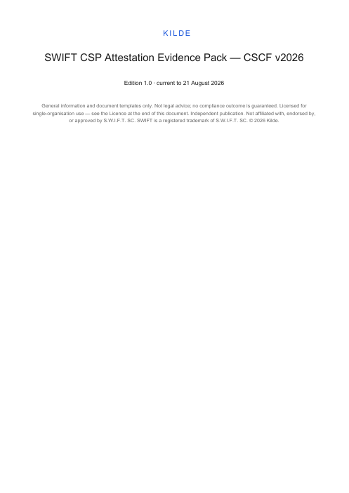 SWIFT CSP Attestation Evidence Pack — page 1